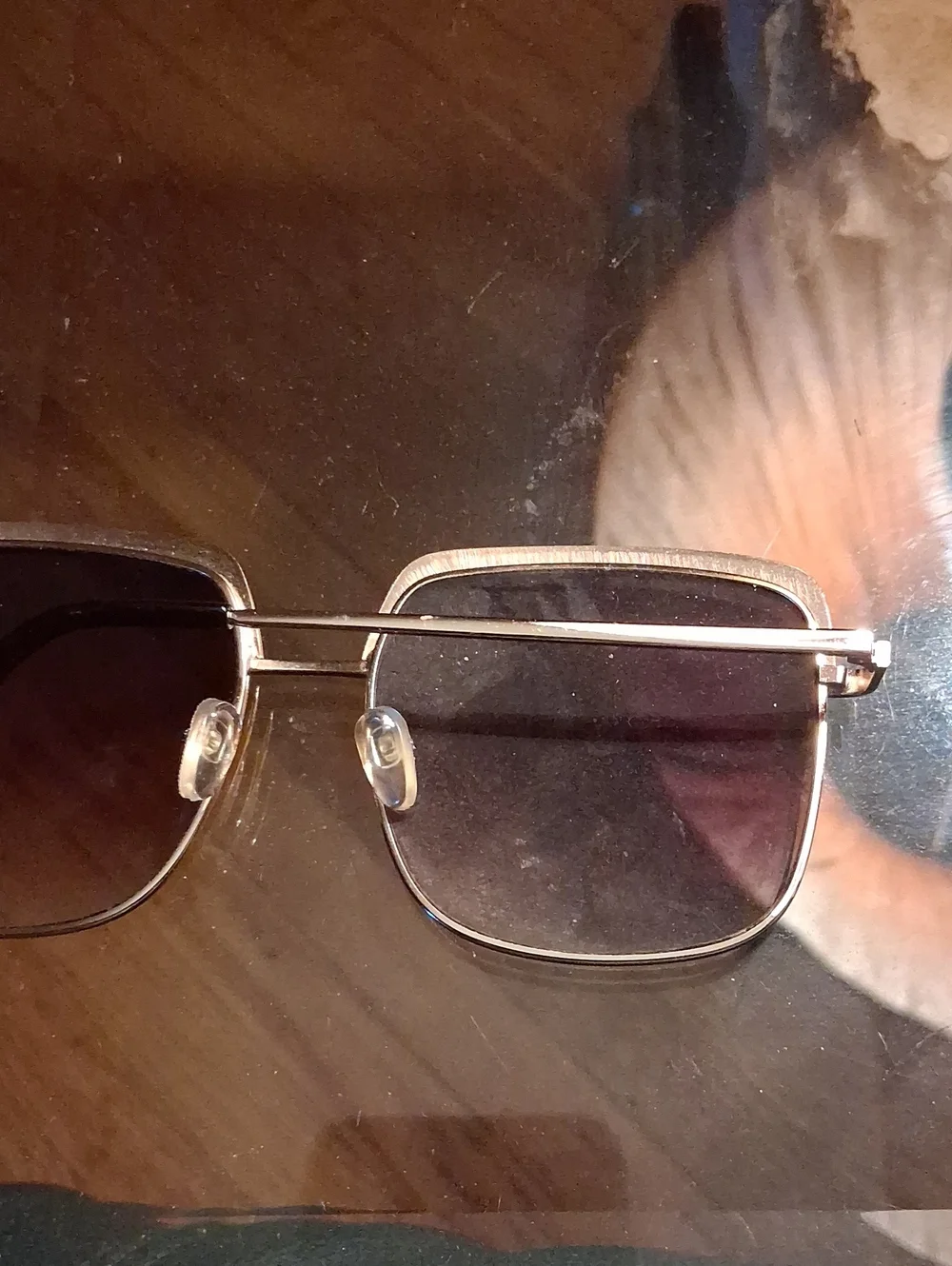 Gold Frame Women's Square Sunglasses with Gradient Brown Lenses